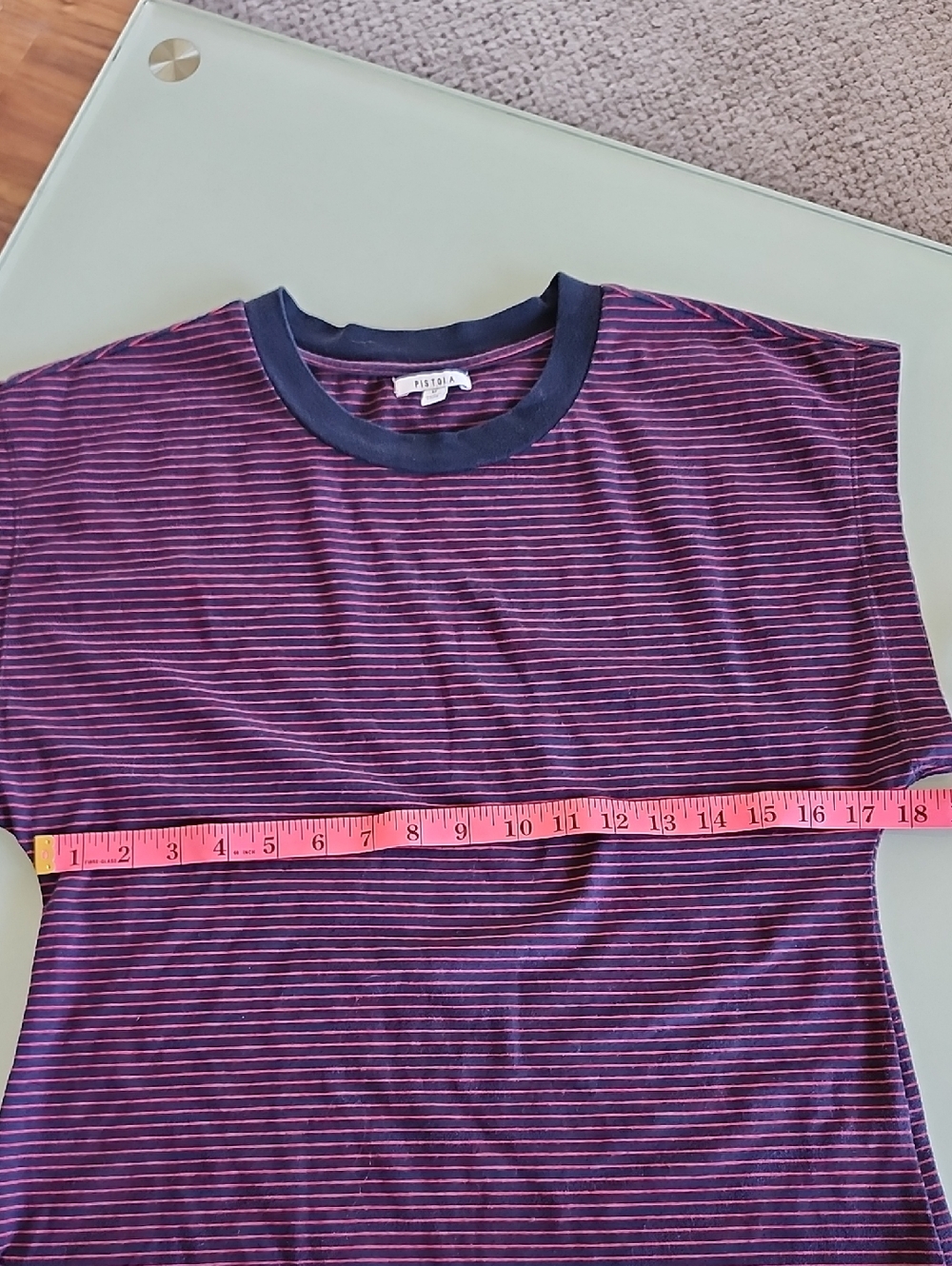 Pistola Marina Purple Stripe Stretch Cap-Sleeve Muscle Tee Top Size M New - Picture 5 of 9